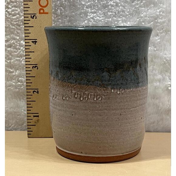 Handmade Studio Pottery Cup Mug Signed Artisan Stoneware Drip Glaze - Picture 8 of 8